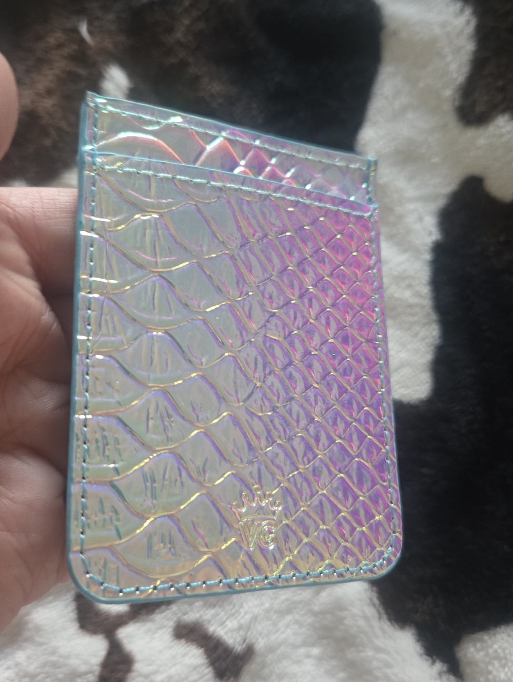 Iridescent Holographic Card Holder Wallet - Blue/Pink